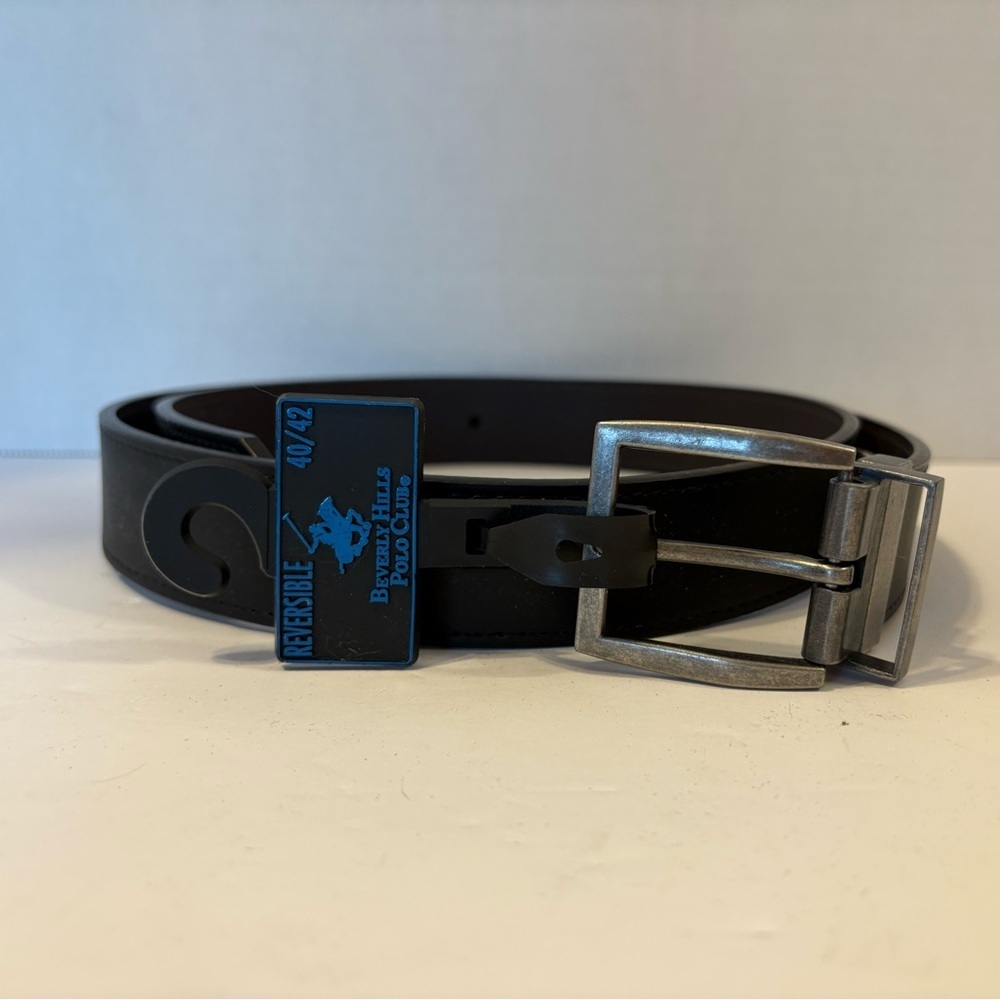 Beverly Hills Polo Club reversible black/brown 1 1/4” belt size 40/42 NWT